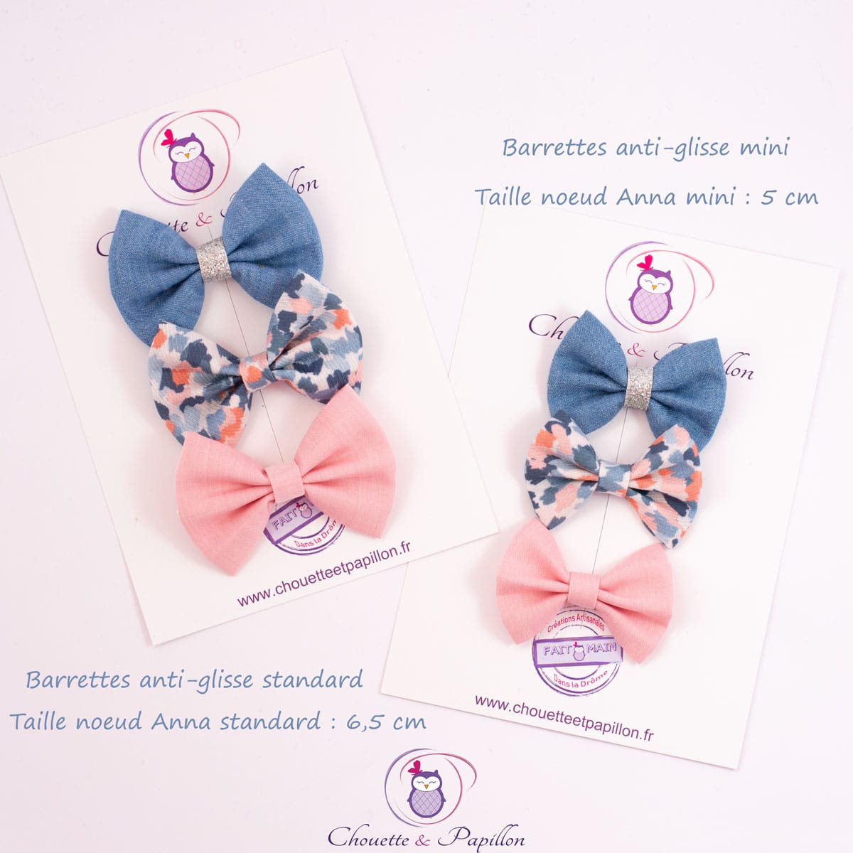 Barrettes anti-glisse noeuds papillon fille