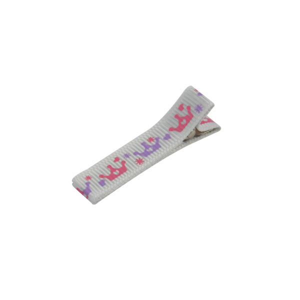 Barrette enfant blanche imprimée couronnes - barrette anti-glisse