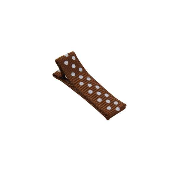 barrette bébé anti-glisse marron à petits pois blanc