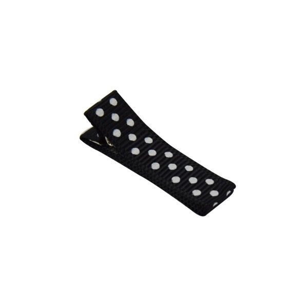 barrette bébé anti-glisse noire à petits pois blanc