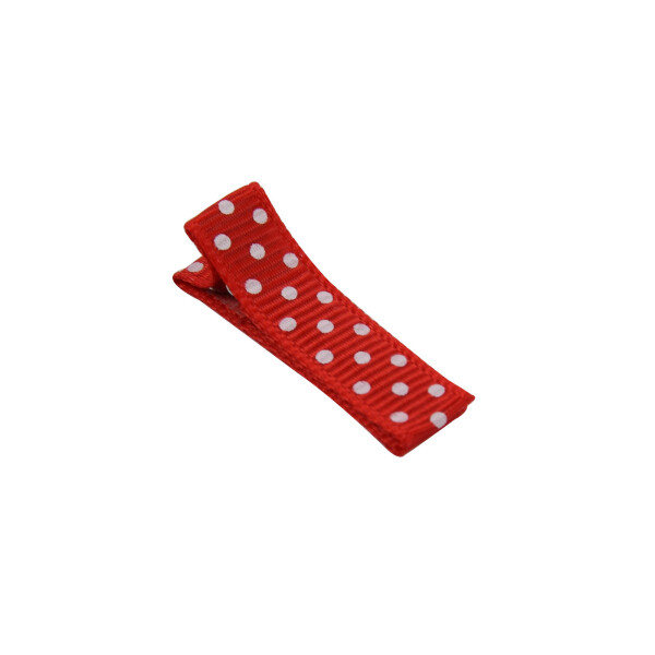 barrette bébé anti-glisse rouge à petits pois blanc