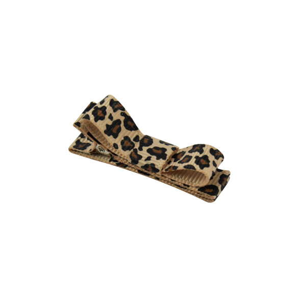 Barrette noeud léopard marron, barrette enfant anti-glisse