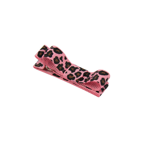 Barrette enfant noeud léopard rose - barrette cheveux anti-glisse