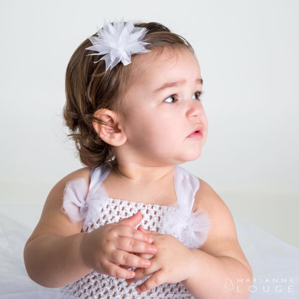 Barrette fleur organza blanc - Barrette bébé, barrette enfant cérémonie