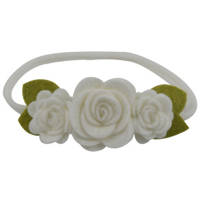 Bandeau trio de roses blanc