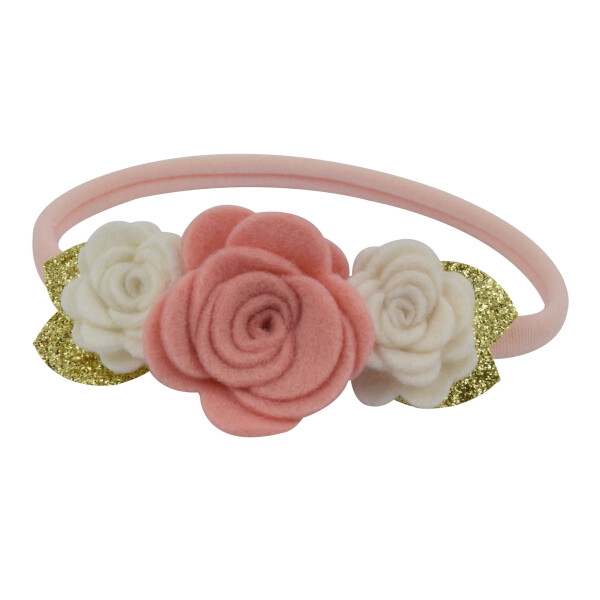 Bandeau cheveux fille trio de roses ballerines