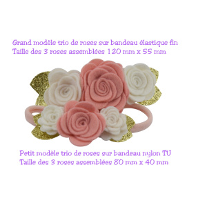 Bandeau trio de roses ballerines