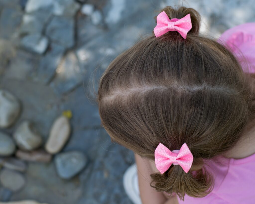 élastiques cheveux bébé, noeud papillons liberty et paillettes