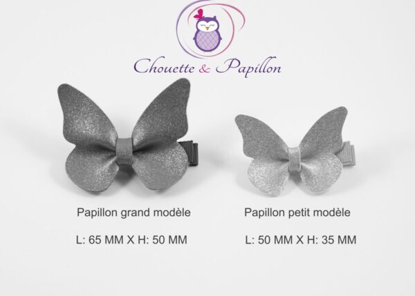 Barrette papillon Argent