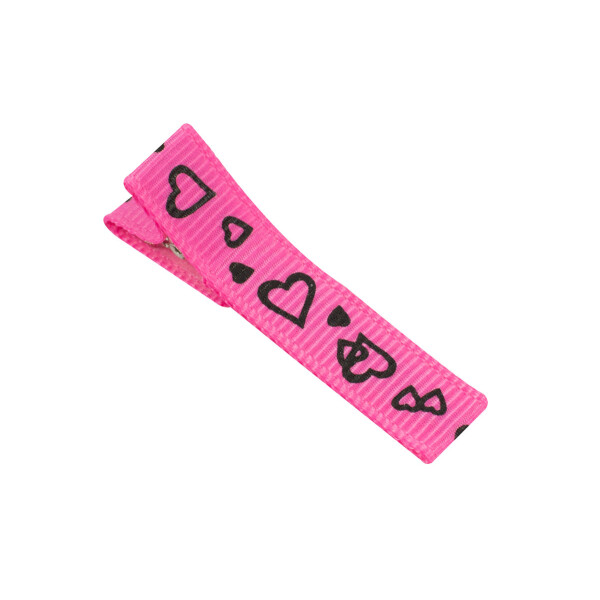 Barrette bébé fille fuchsia coeurs noirs