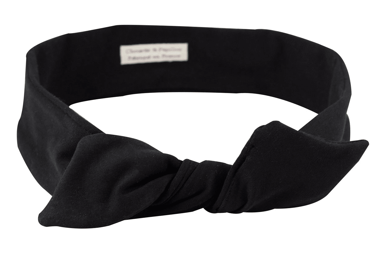 Bandeau cheveux femme flexible en coton noir, bandeau fil de fer