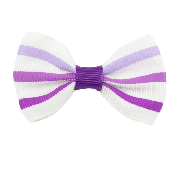 Barrette nœud papillon rayé violet