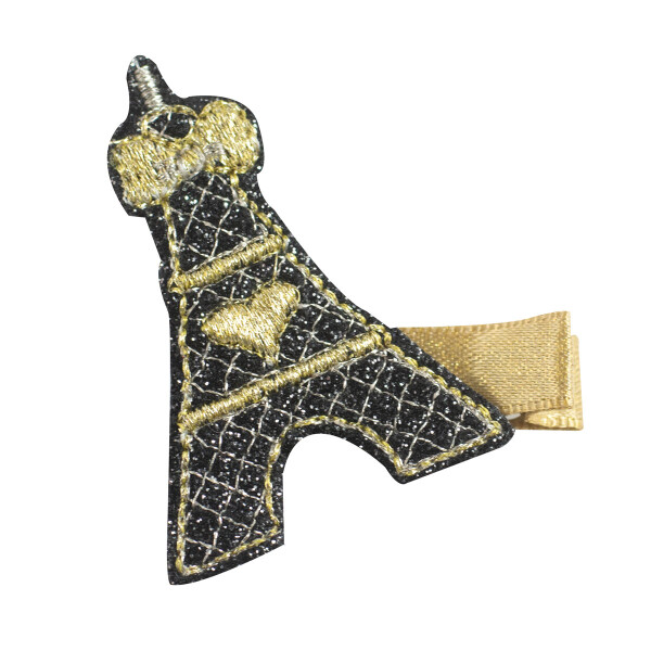 Barrette tour eiffel fille anti glisse noir or argent
