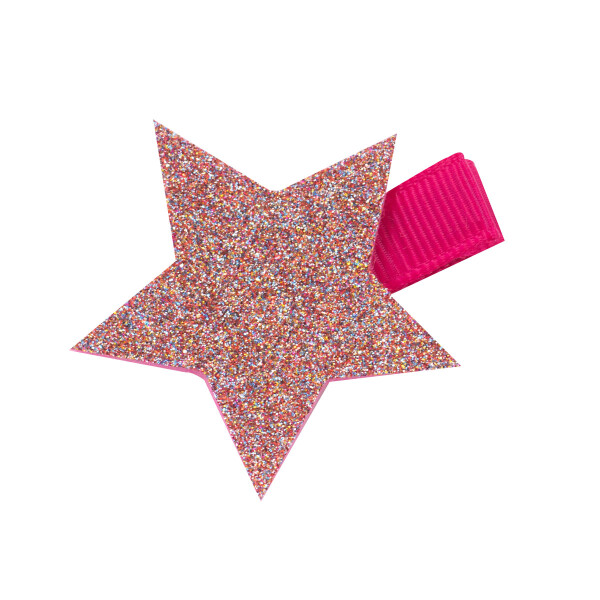 Barrette étoile rose paillettes