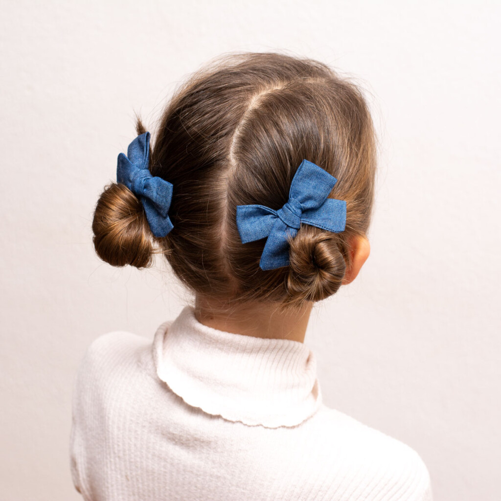 Barrette noeud noué jean Gaby CHOUETTE ET PAPILLON