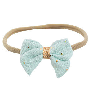 Bandeau noeud double gaze menthe