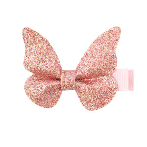 Barrette papillon rose paillettes