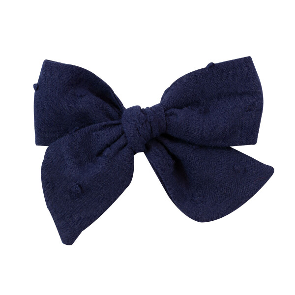 Barrette fille noeud plumétis marine