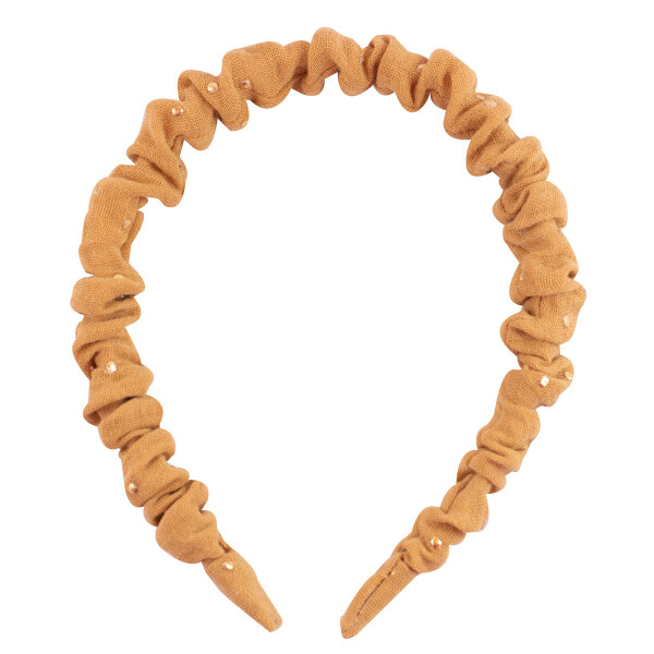 Serre-tête froufrou camel pois dorés