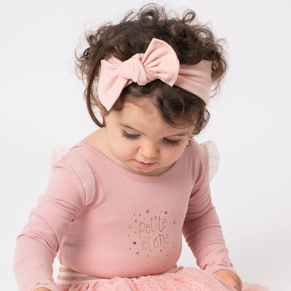 Bandeau rose avec noeud bébé fille 3/6 MOIS