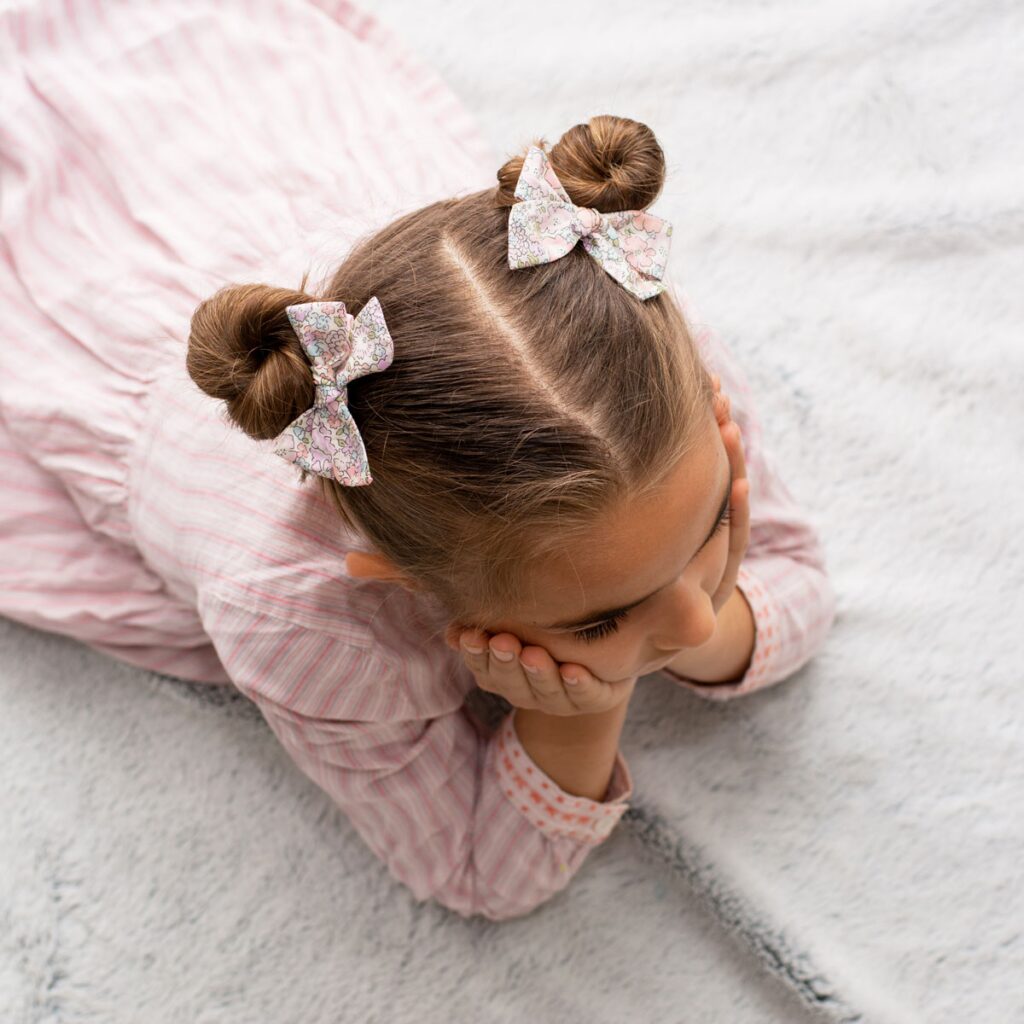 élastiques cheveux bébé, noeud papillons liberty et paillettes