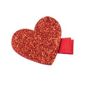 Barrette coeur paillettes rouge