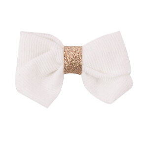 Barrette noeud blanc velours / or