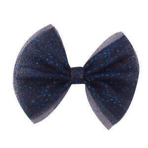 Barrette noeud tulle marine