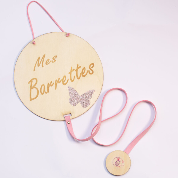 Porte barrettes bois rose