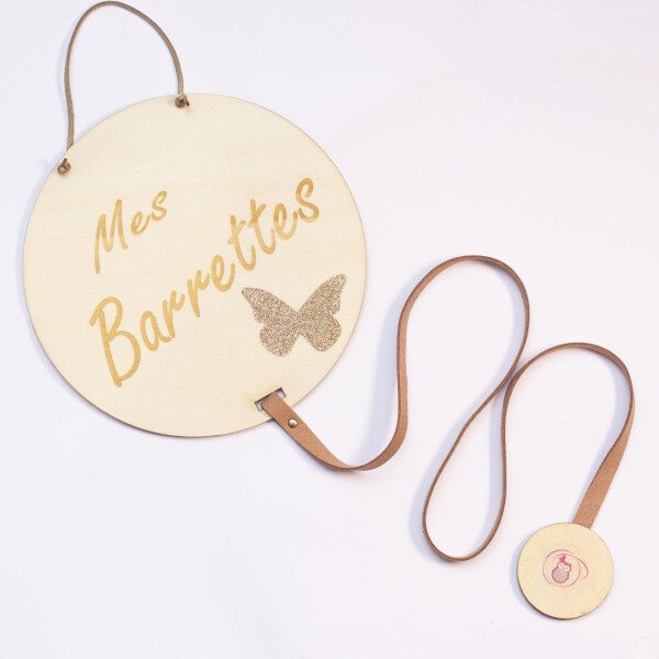 Porte barrettes bois beige