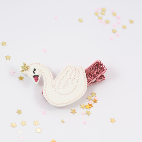 Barrette Cygne paillettes