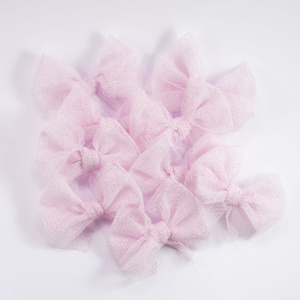 Barrette noeud tulle parme paillettes argents