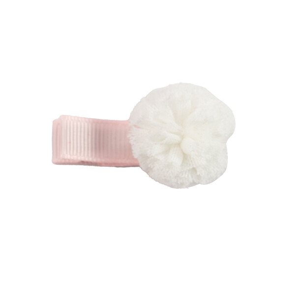 Barrette cheveux pompon blanc