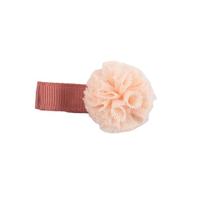 Barrette enfant pompon pêche