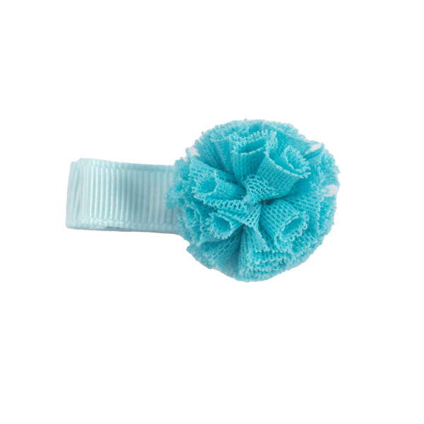 Barrette enfant pompon bleu