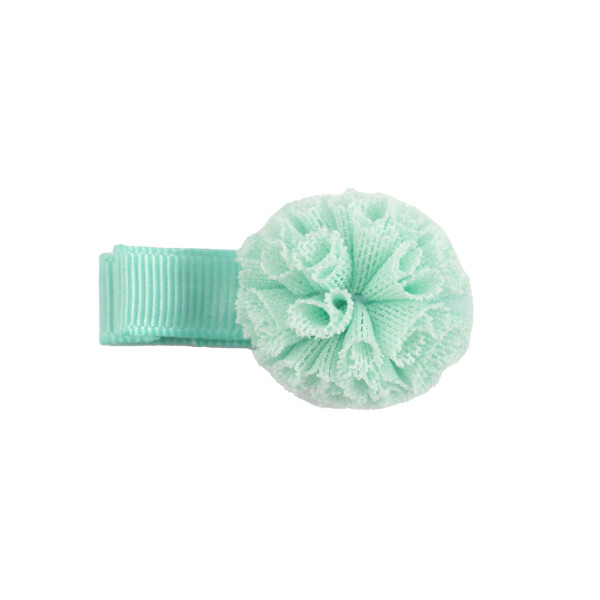 Barrette enfant pompon menthe