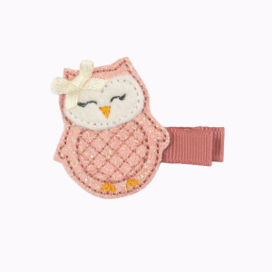 Barrette chouette rose paillettes