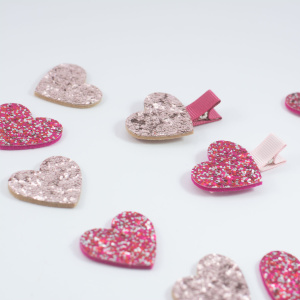 Barrette coeur rose gold paillettes