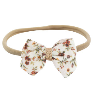 Bandeau noeud double gaze petites fleurs
