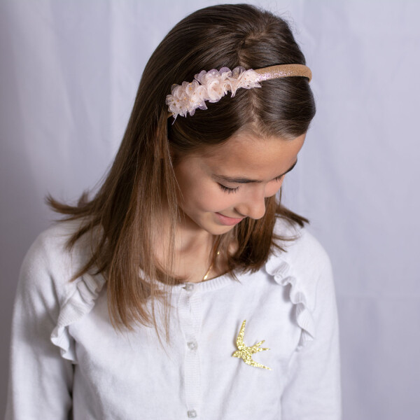 serre tete fille tulle rose ceremonie