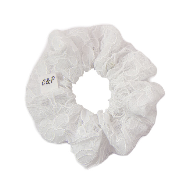 chouchou cheveux dentelle blanche