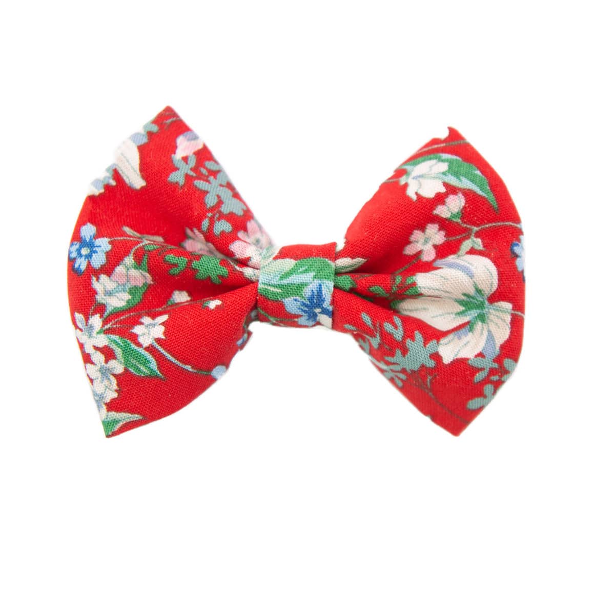 Barrette fille noeud anais rouge à fleurs. Barrette anti glisse enfant