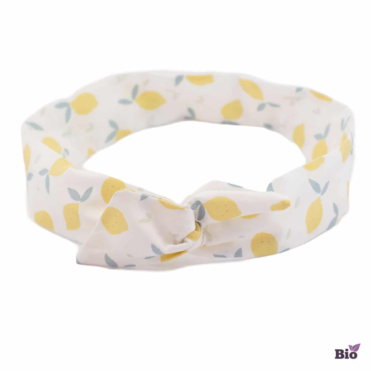 Bandeau cheveux flexible citrons en coton bio, mode fille ou mode