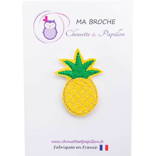 broche ananas simili cuir femme