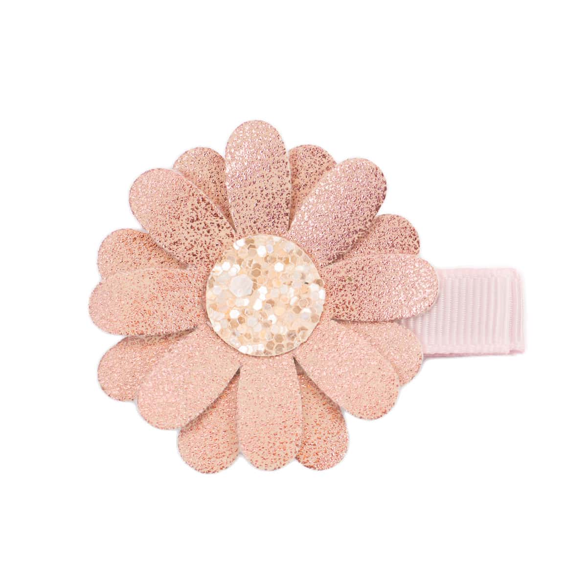 Barrette bébé fille fleur daisy pailleté couleur rose brillant