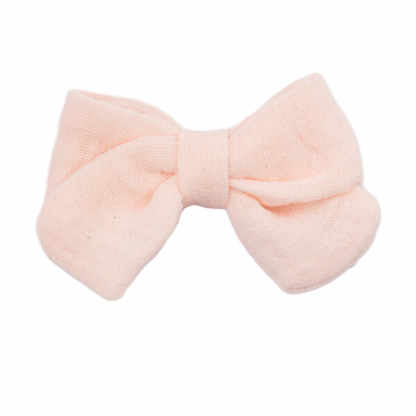 barrette bebe fille noeud double gaze rose