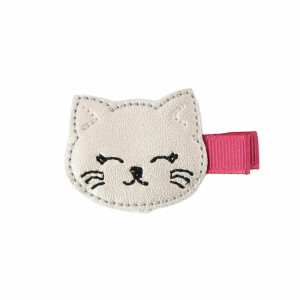 Barrette chat argent