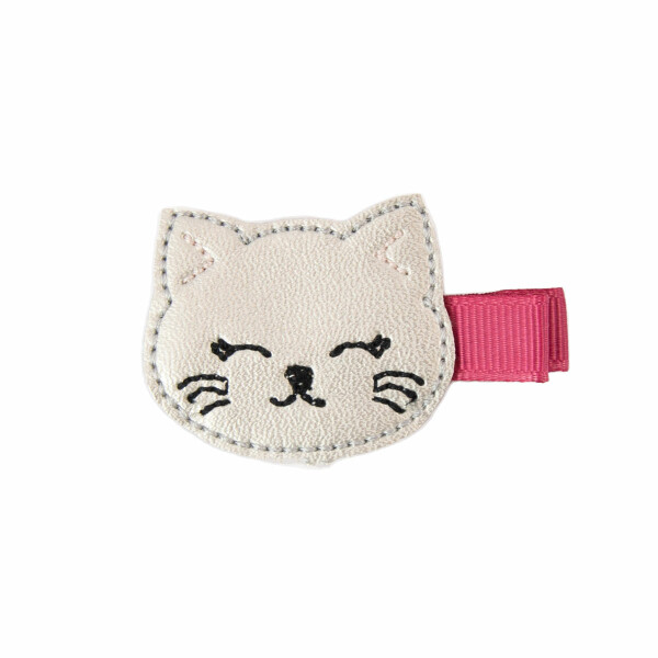 barrette bebe fille chat argent