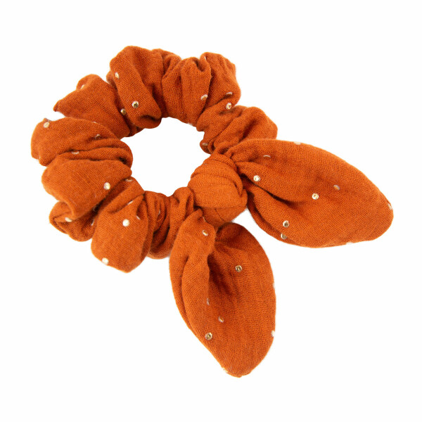 chouchou femme noeud double gaze rouille