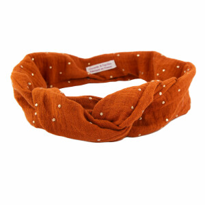 Bandeau flexible double gaze rouille pois or